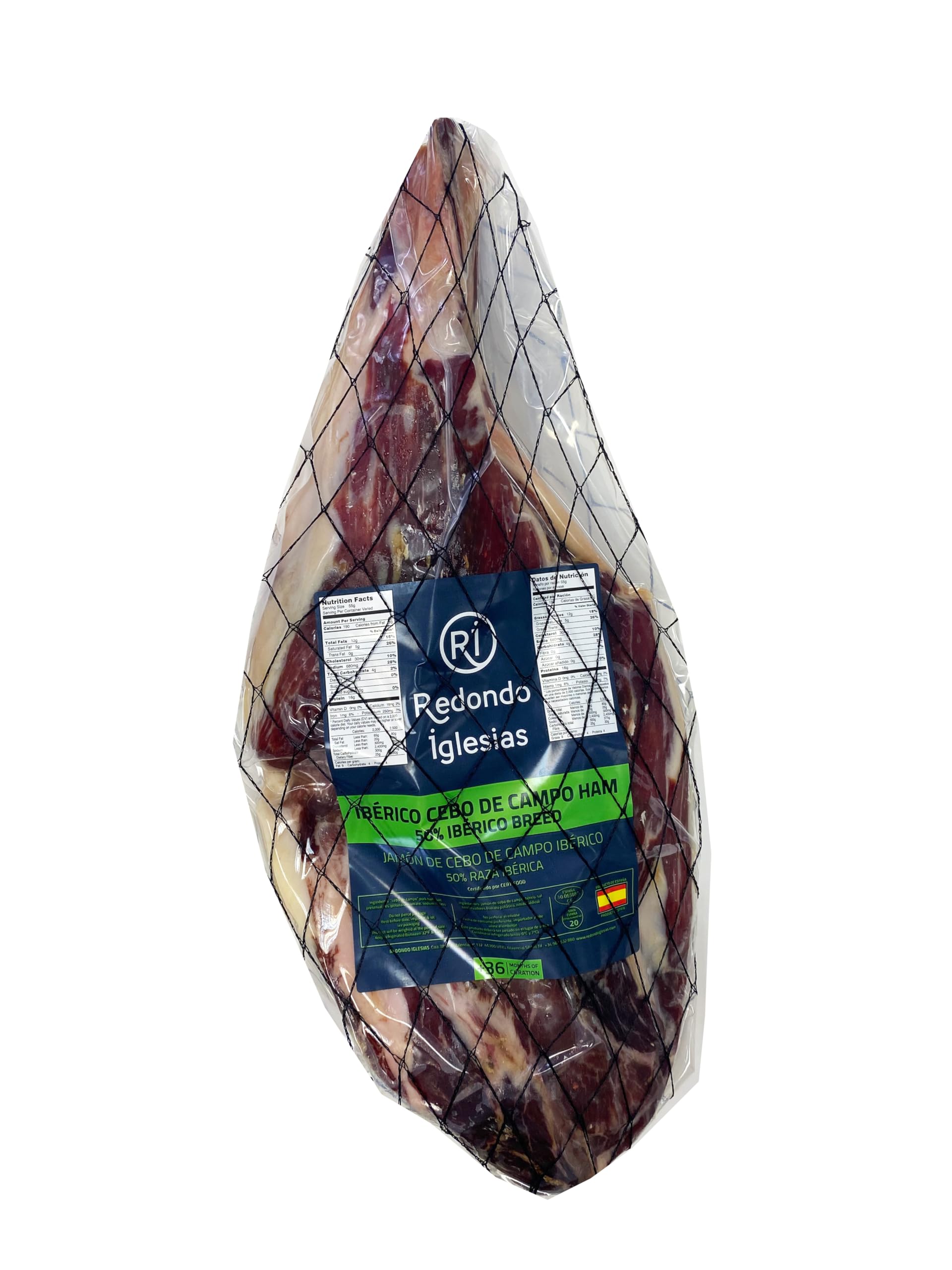 Sponsored Ad - Jamon Ibérico Grass Fed - La Nava - Boneless 10 to 11 Lb - 36 months aged - Dry cured Ham - Spain Gourmet Delicatessen - 1 unit