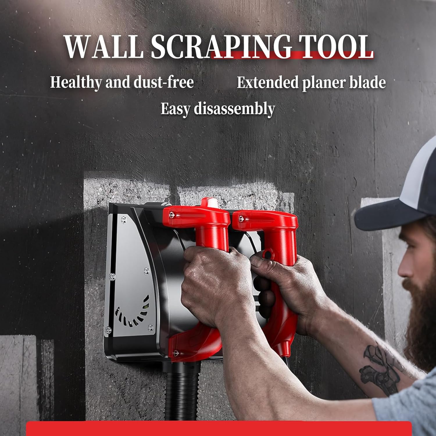 Electric Wall Planer,Handheld Electric Wall Planer,Wall Scraper and Leveler,Adjustable Cutting Depth 1-4mm,No Dead Angles in Wall Scraping,Used for Wall Renovation and Cement Removal