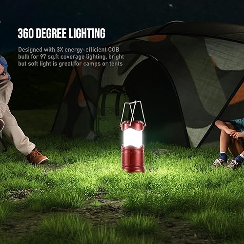 Miniatura 17 de Lichamp Paquete de 4 linternas de campamento COB, linterna portátil de alto lumen para acampar al aire libre, kit de equipo de supervivencia