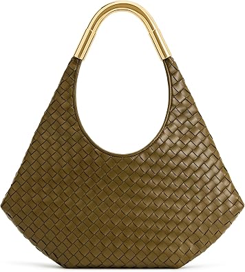 JW PEI Womens Olivia Hand-Woven Metal Handle Hobo Bag