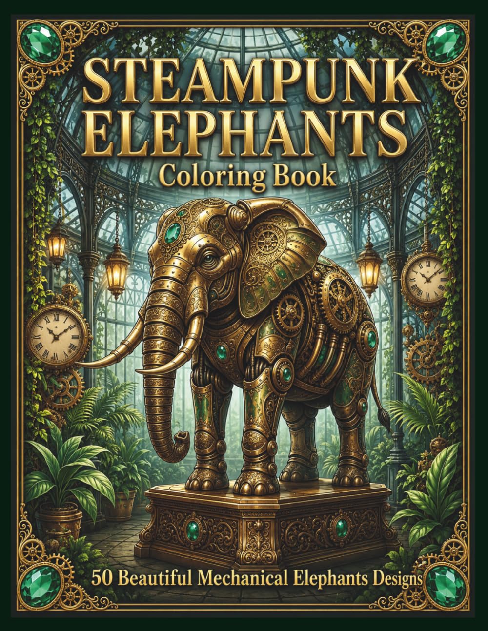 STEAMPUNK ELEPHANTS Coloring Book: 50 Beautiful Mechanical Elephant Designs (Steampunk Coloring Book Collection)