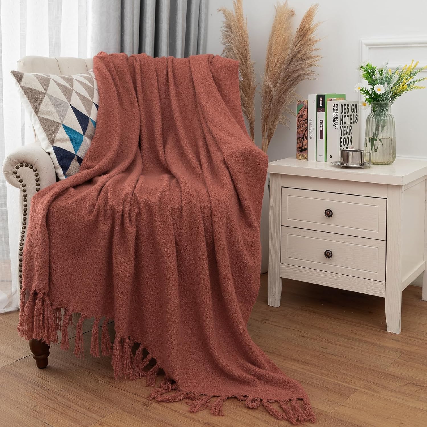 orange fall throw blanket on sofa - fall throw blanket