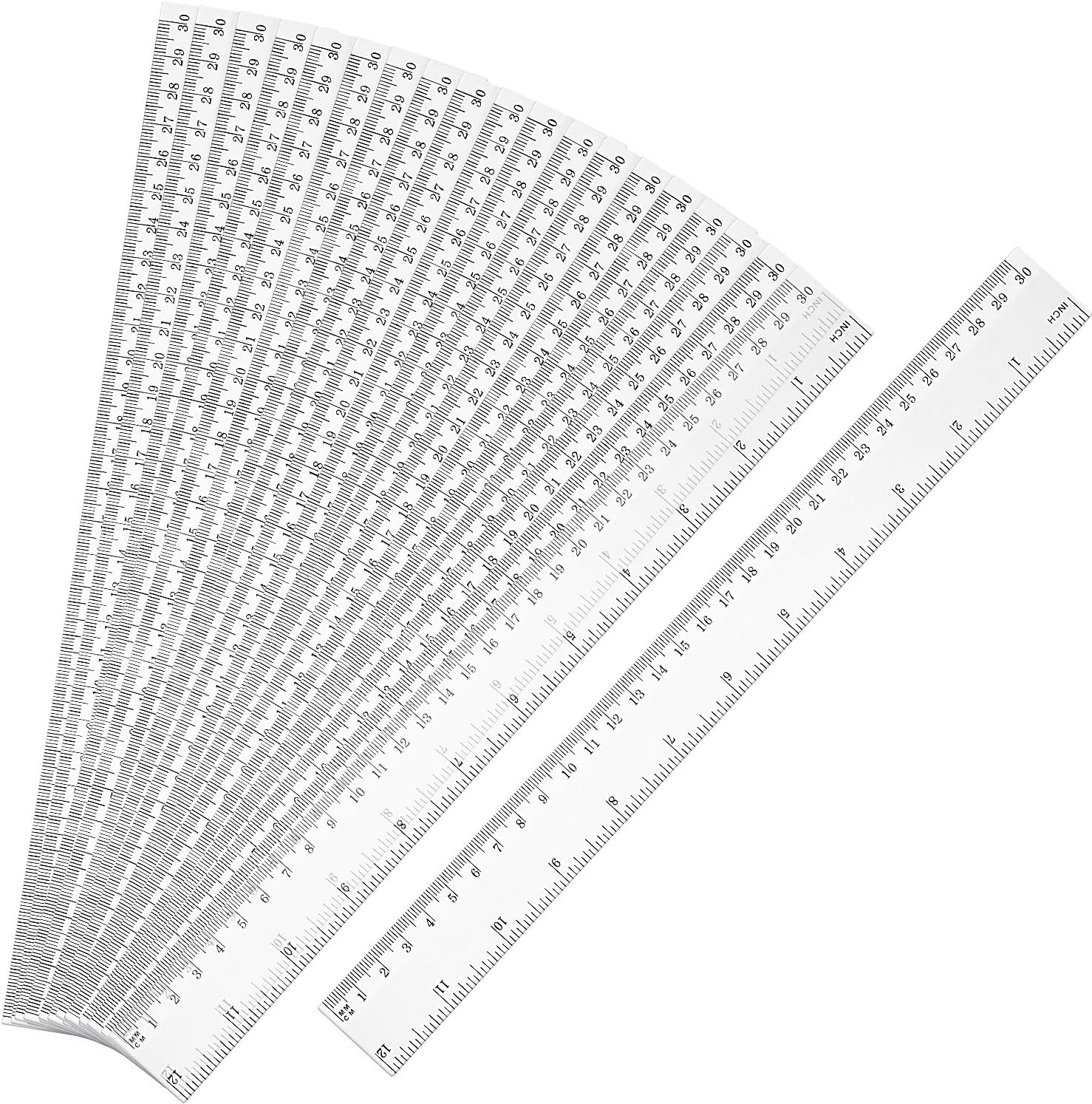 Eboot 20 Pack 12 Inch Clear Plastic Rulers Bulk, Easy-to-Read Straight Edge Rulers with Inches and Metric for School Students Teachers Classroom Office Supplies