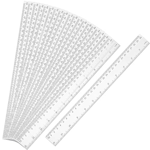 EBOOT Paquete de 20 reglas flexibles rectas de plástico transparente de 12 pulgadas con pulgadas y métricas para escuela, aula, hogar u oficina