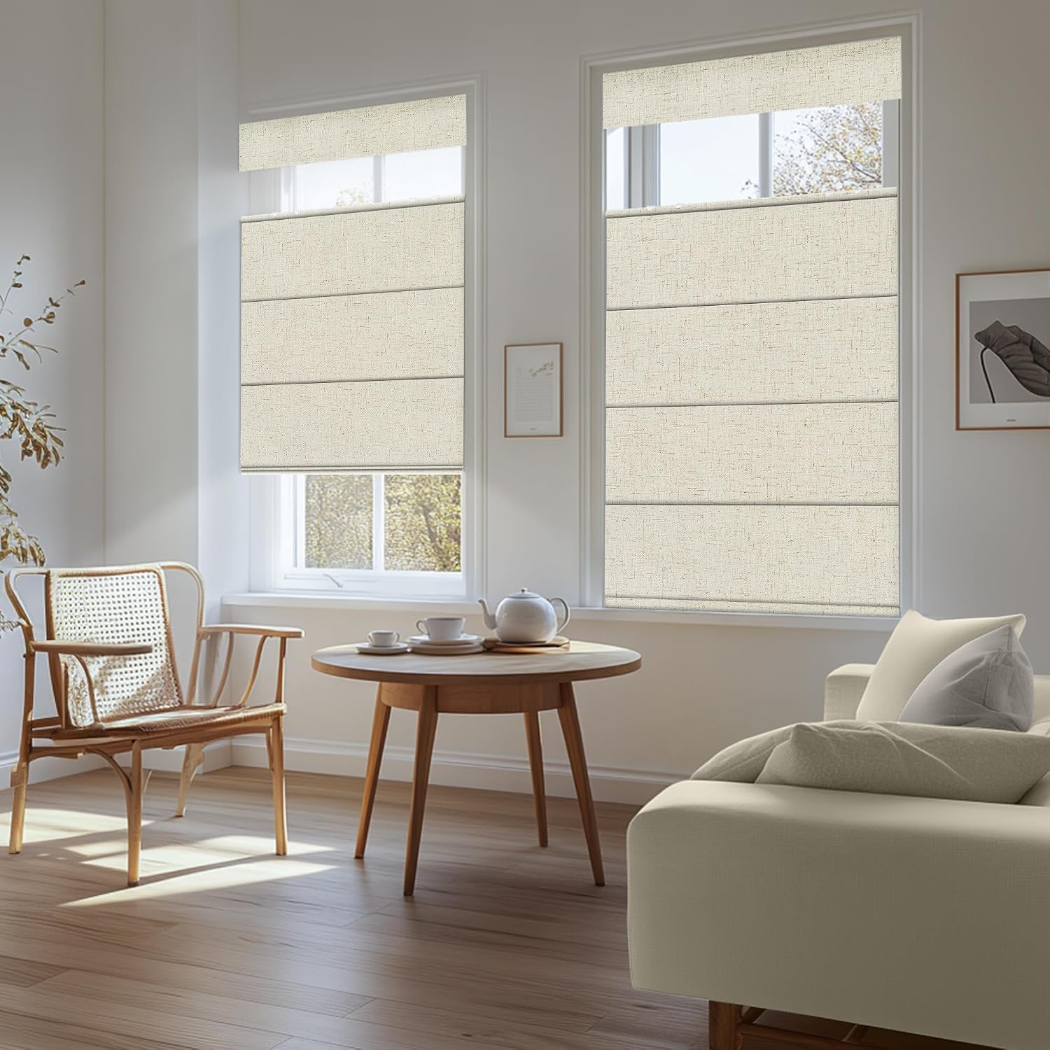 boolegon no drill roman shades for windows cordless,no fray blackout top down bottom up roman blinds no tools,easy install for indoor windows, living room, bathroom,linen beige,22" w x 39" h 2-beige-b 22"w x 39"h