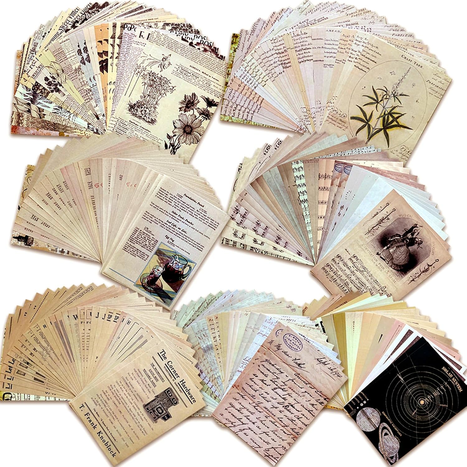 BLEDS 210 Sheets of Scrapbook Paper, Vintage Journaling Supplies Aesthetic Craft Paper for Junk Journal Ephemera Coquette Room Wall Retro Decor Background Collage Tags Card Making
