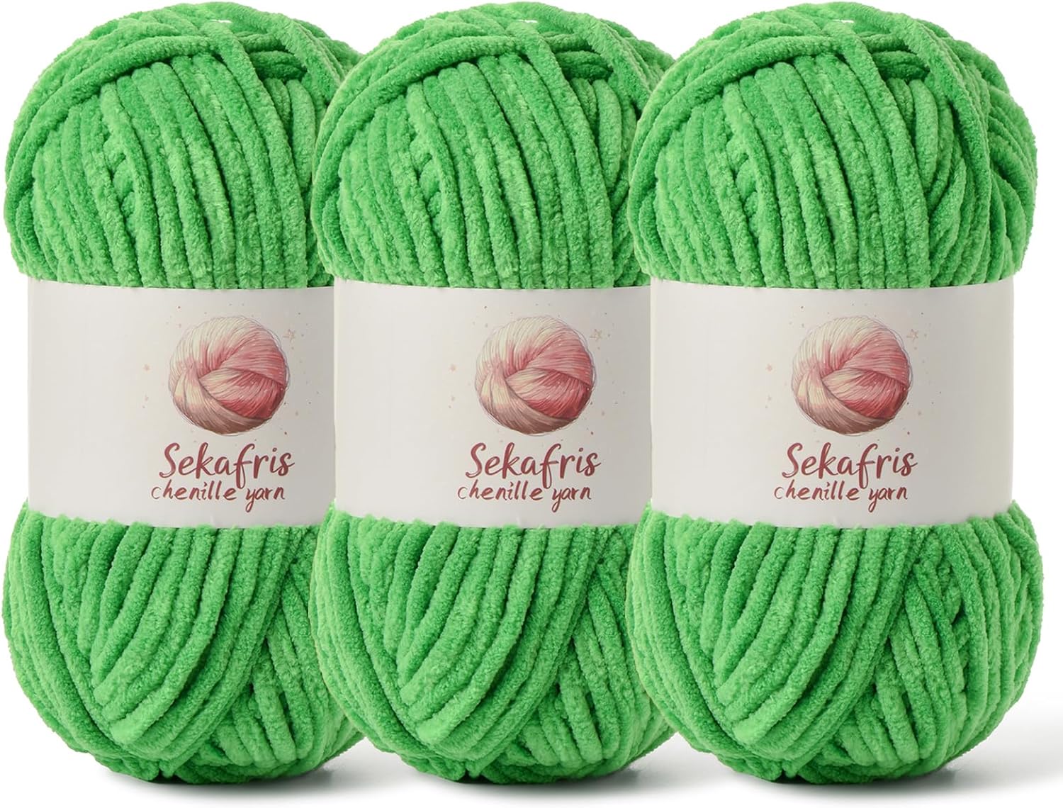 Chenille Yarn for Crocheting Size 5 Bulky Yarn 3 Christmas Green
