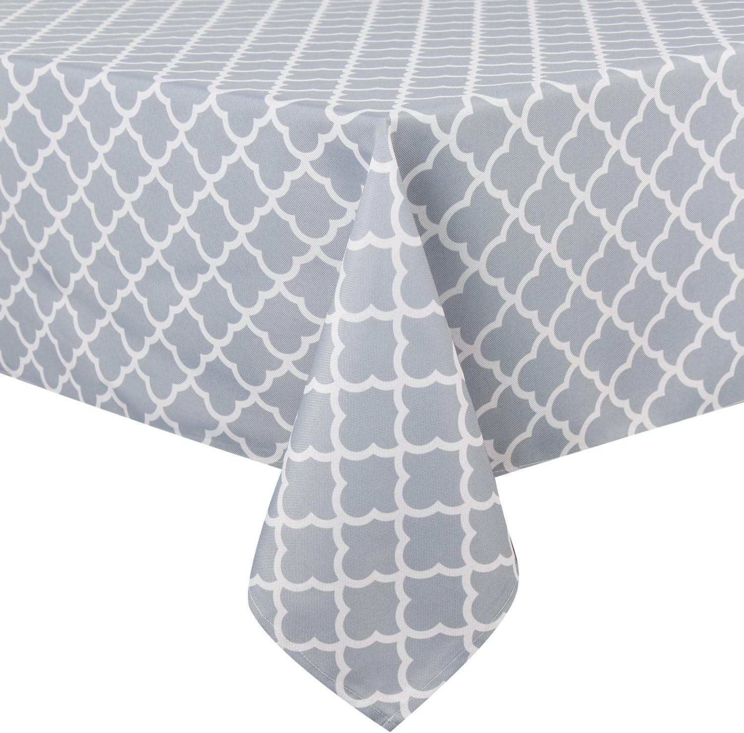 ColorBird Elegant Trellis Tablecloth Waterproof Spillproof Polyester Fabric Table Cover for Kitchen Dinning Tabletop Decoration (Rectangle/Oblong, 60 x 102 Inch, Light Gray)