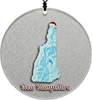 Vista 146 de Vermont Christmas Ornament - Winter Theme Featuring Snow, State Terrain Map and Santa Cap - 2025 Hanging Acrylic Disc Decoration For Tree - Unique