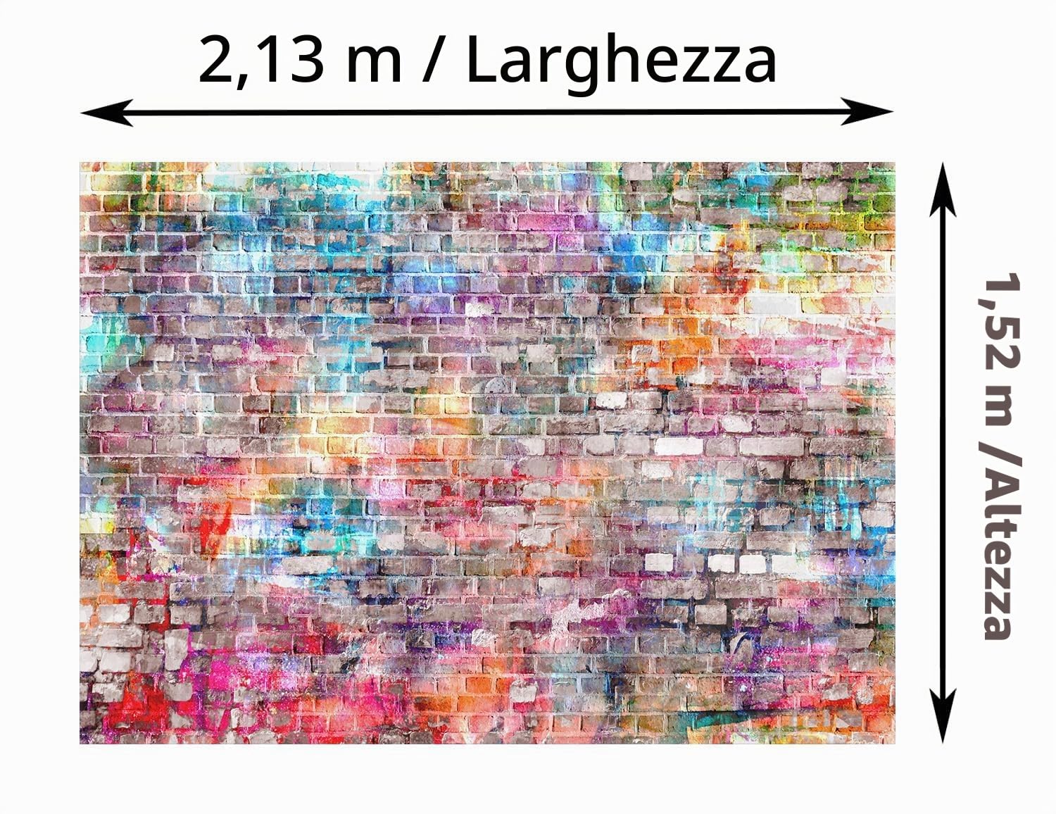 7x5ft Fondale in mattoni, fotografia, vernice colorata, muro di graffiti, discoteca, muratura, per baby shower, festa di compleanno, laurea, ballo di fine anno, sfondo per ufficio