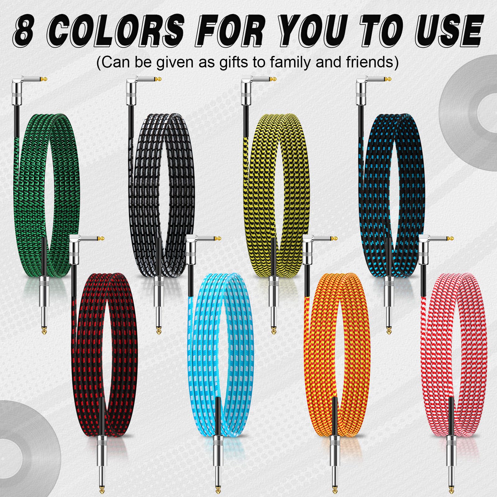 Rigibright Kabel instrumentalny 2,5 m – gitara, bas, klawiatura, mikrofon i przewód wzmacniacza miksera (wielokolorowy)