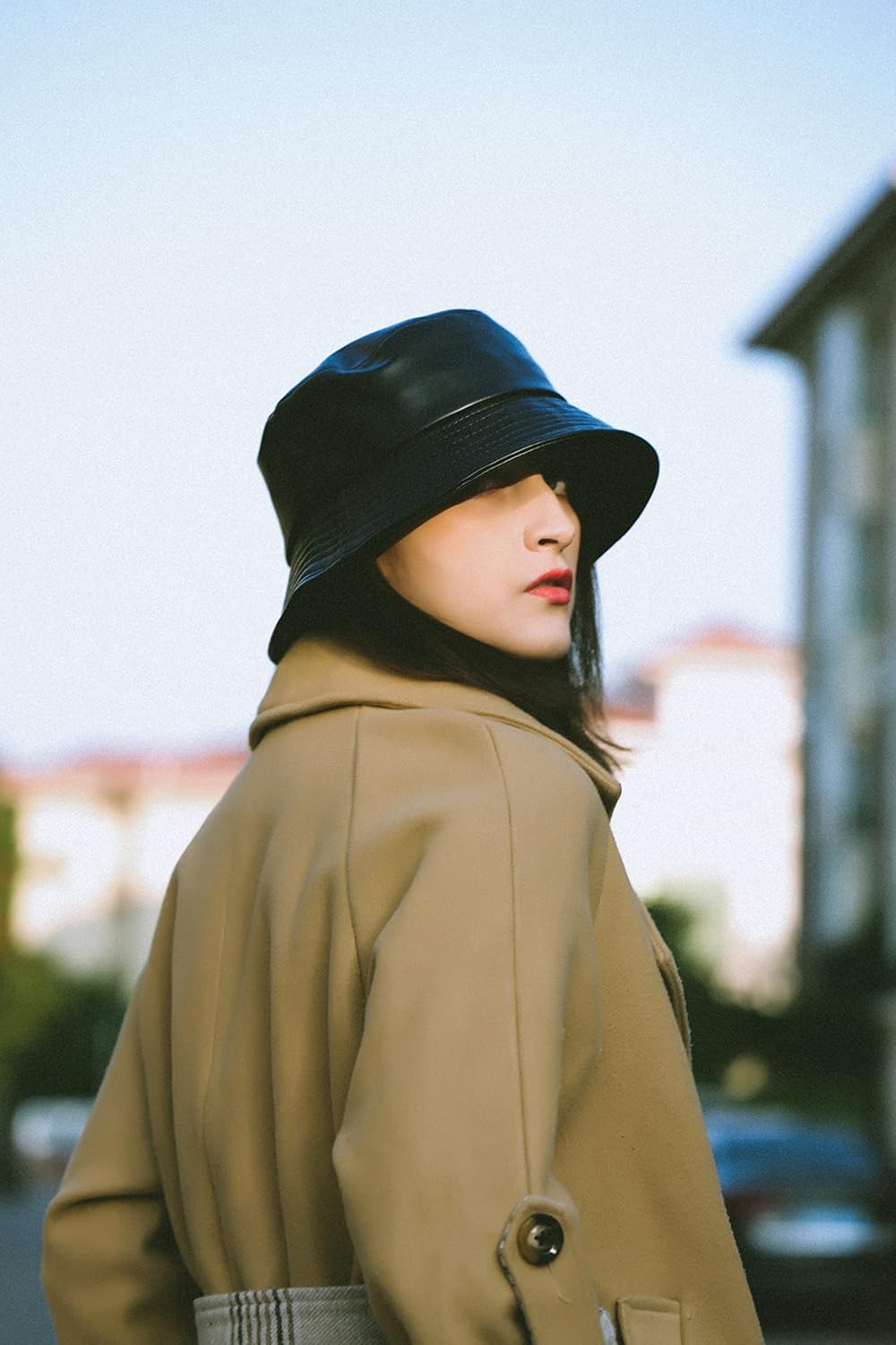 Eigso Unisex Womens Black Leather Bucket Hat Fashion Classic Vintage Hip Hop 80s Hiking Outdoor Fishrman Cap for Woman Man - Image 6