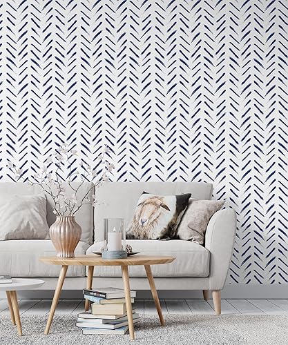 Miniatura 5 de Papel tapiz de vinilo para despegar y pegar, diseño moderno de espiga geométrica, a rayas, extraíble, autoadhesivo, para armarios, estantes,