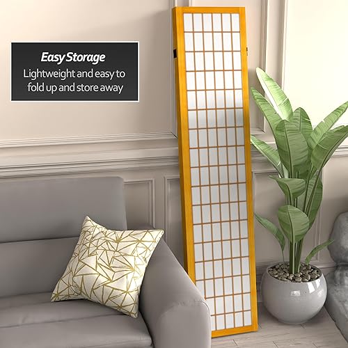 Miniatura 3 de Oriental Furniture - Divisor de lona para ventana de 6 pies de alto, color miel, 6 paneles