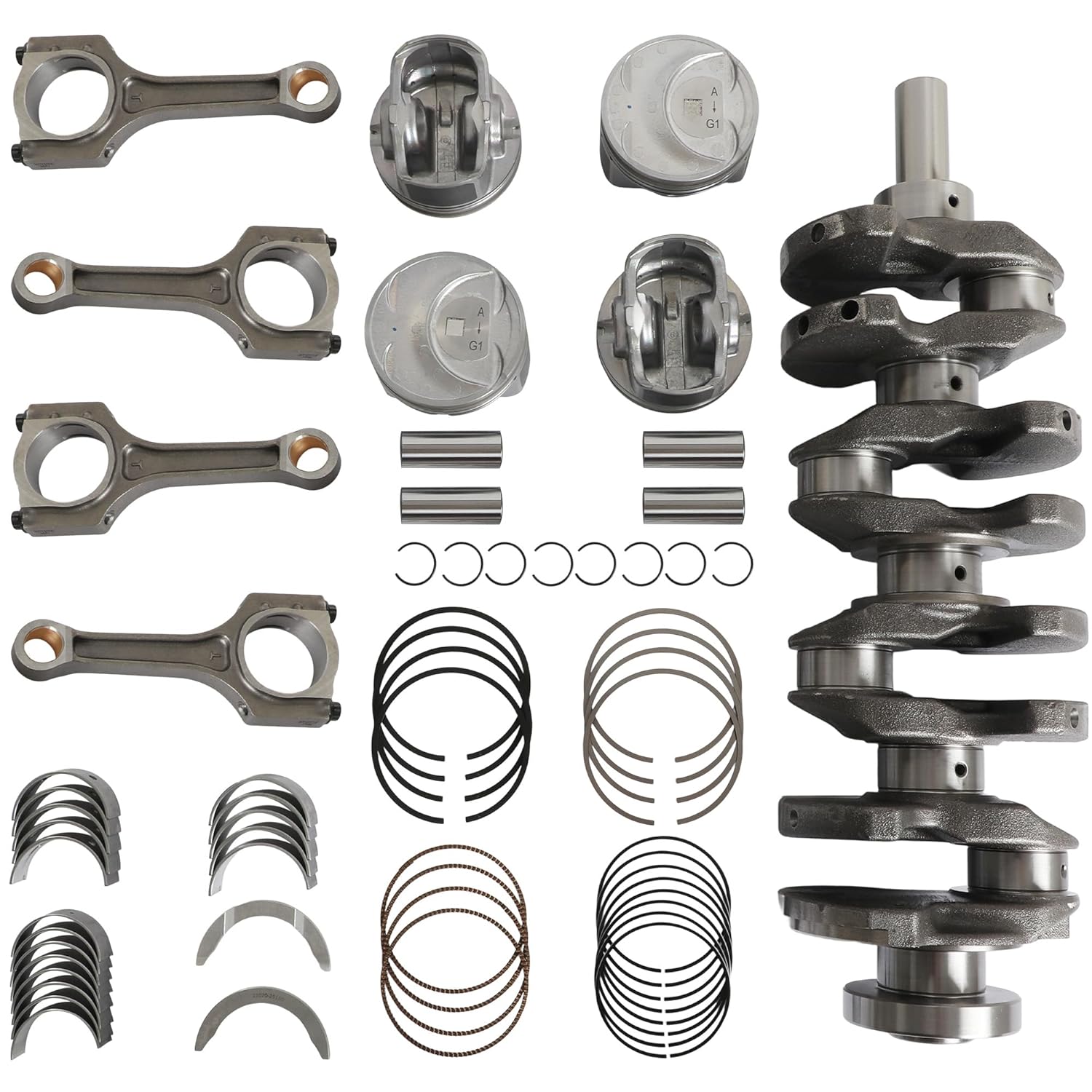 G4KH Engine Rebuild Kit Crankshaft Connecting Rod Pistons & Ring Set Bearings for Hyundai Sonata Santa Fe Genesis Kia Optima Sorento Sportage 2.0T L4 Gas 2011-2020 231112G000 235102G400 23410-2G410