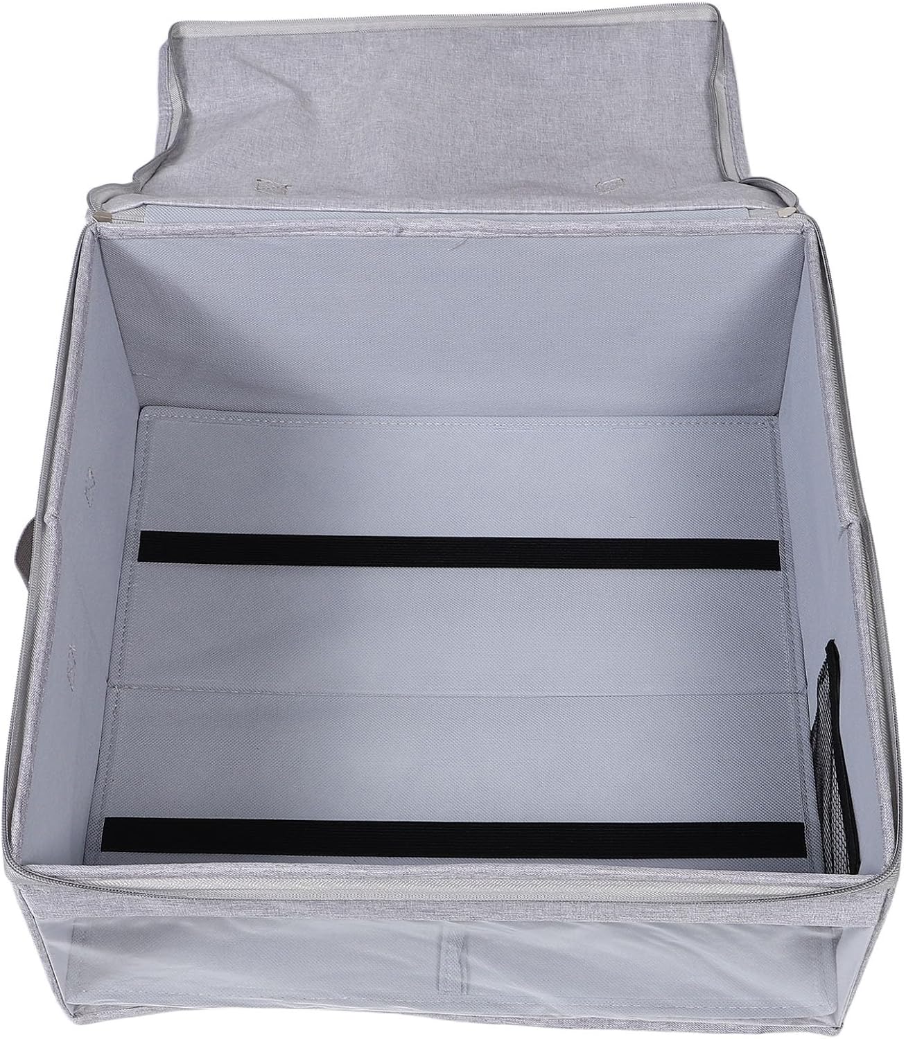 Portable Large Fabric Hat Storage Box with Lid and Viewing Window, Wide Brim Cap Organizer for Travel and Closet, Square Hat Carrier Case 42x42x20cm