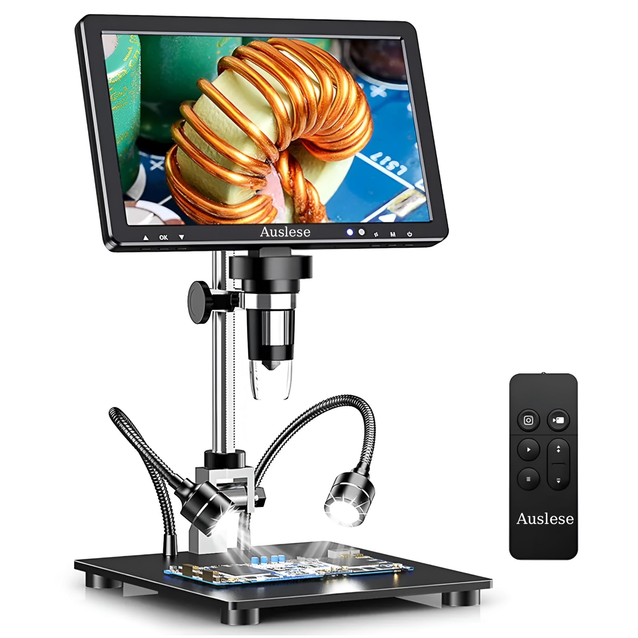 Auslese 10.1 Inch LCD Digital Microscope 1080P 12MP Coin Microscope for Error Coins PCB Soldering Electronics Repair with LED Lights USB Compatible Windows Mac-image-30
