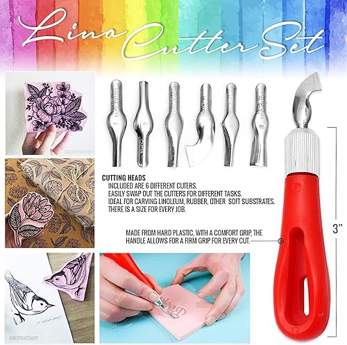 Miniatura 2 de Bloques de tallado de sellos (8 bloques de goma + herramienta de tallado)