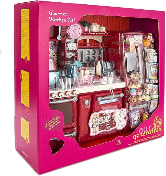 Our Generation by Battat- Jenny 18 Baking Posable Doll & Gourmet Kitchen Accessory Bundle Set- for Age 3 Years & Up