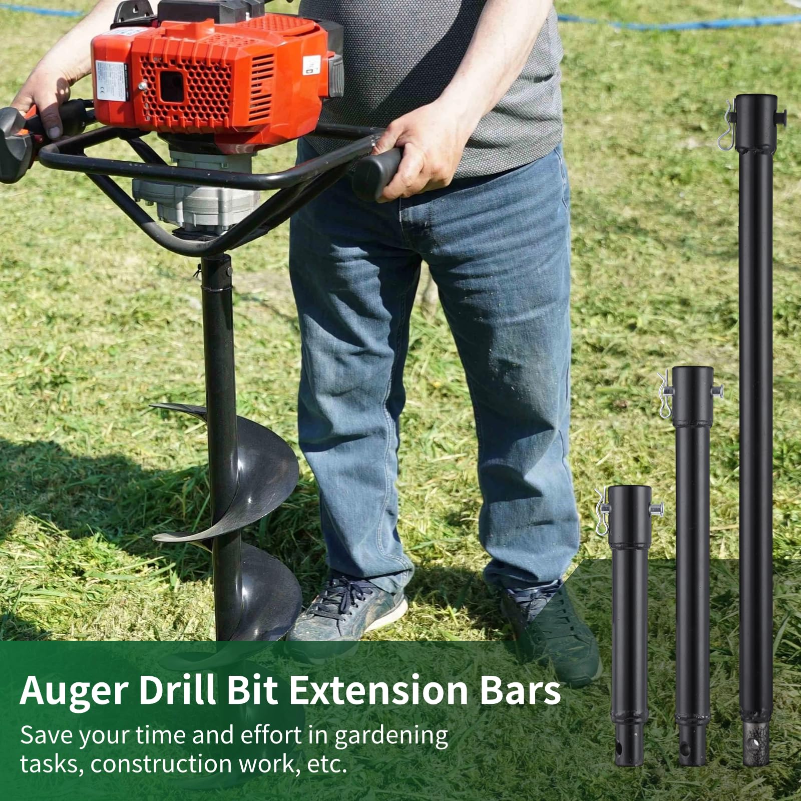 Auger Drill Bits Extension Bars - 3 Lengths -3