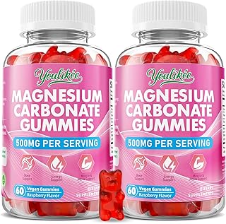2 Pack Magnesium Carbonate 500mg Gummies, High Absorption Magnesium Supplement for Adults - Support Muscle Relaxation & Nerve Health, Vegan, Sugar Free, Raspberry Flavor, 120 Count
