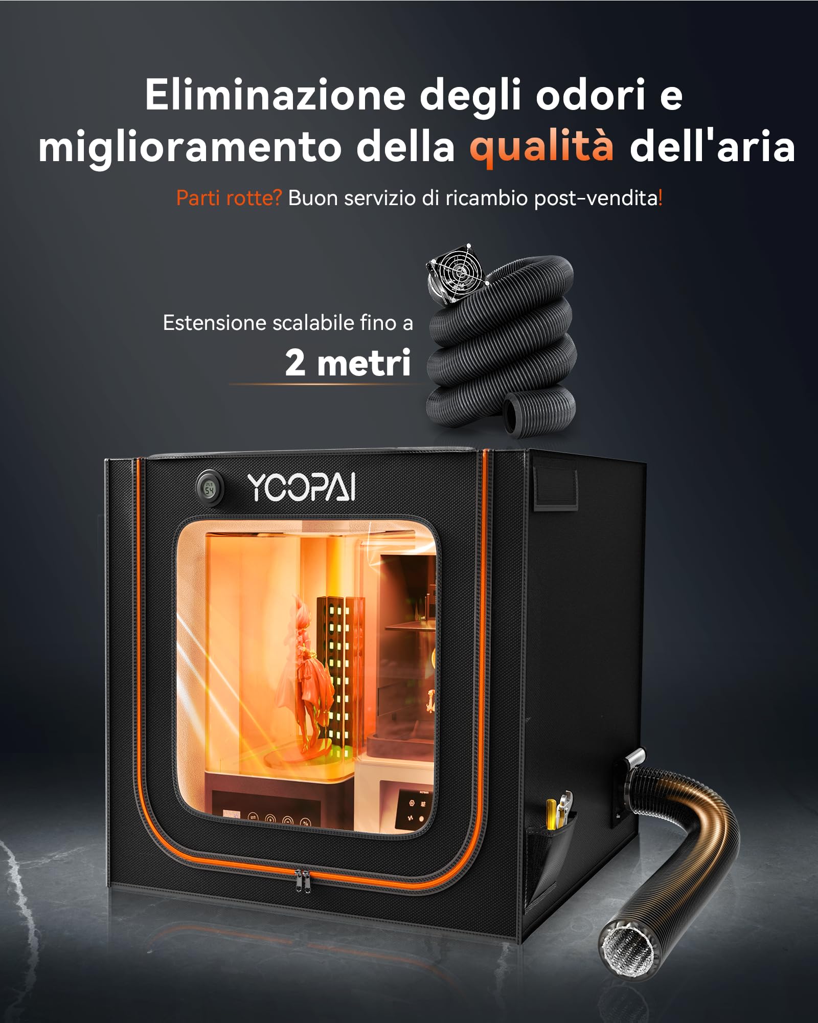 YOOPAI Involucro 3D Doppio Scomparto Ventilato - Per 2 Stampanti Resina o Stampante + Cura UV, Antipolvere, Eliminazione Odori, Compatibile Anycubic/Elegoo/Creality (80x55x73cm)
