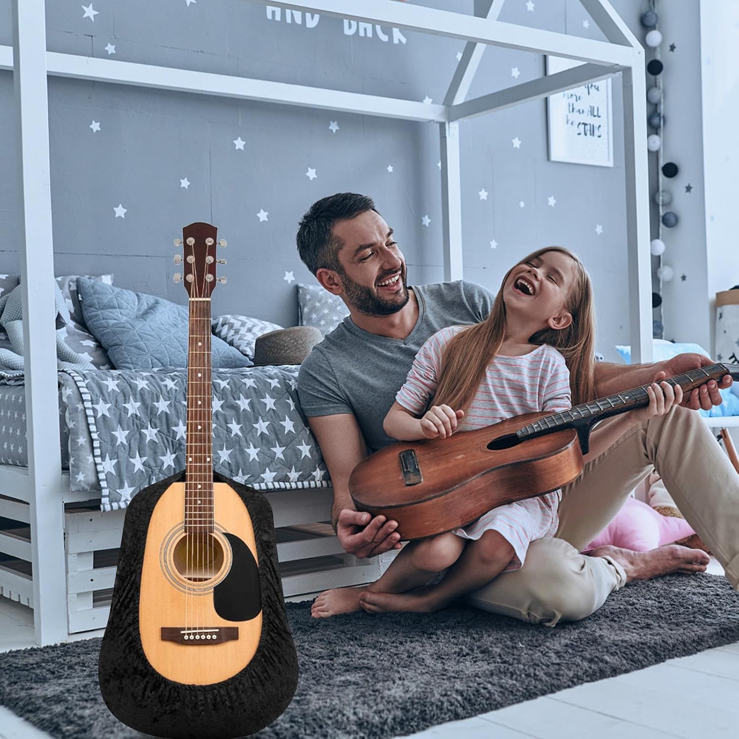 NOLITOY Black Acoustic Guitar Dustproof Cover with Dirt Resistant Lint Material, Practical and Comfortable to Touch, Suitable for Protecting Electric and Classical Guitars in Home image 5