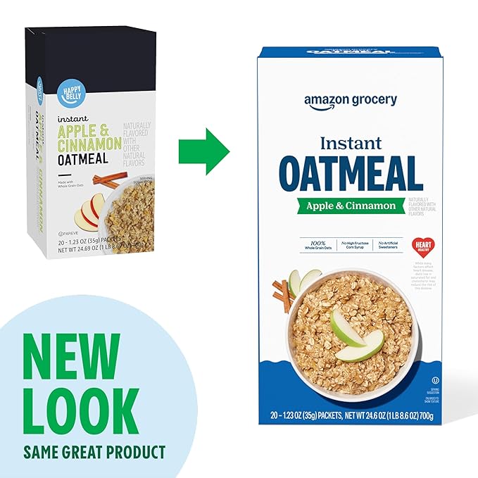 Avena Instantánea Manzana y Canela Amazon Grocery, 20 Paquetes de 1.23 Oz miniatura 4