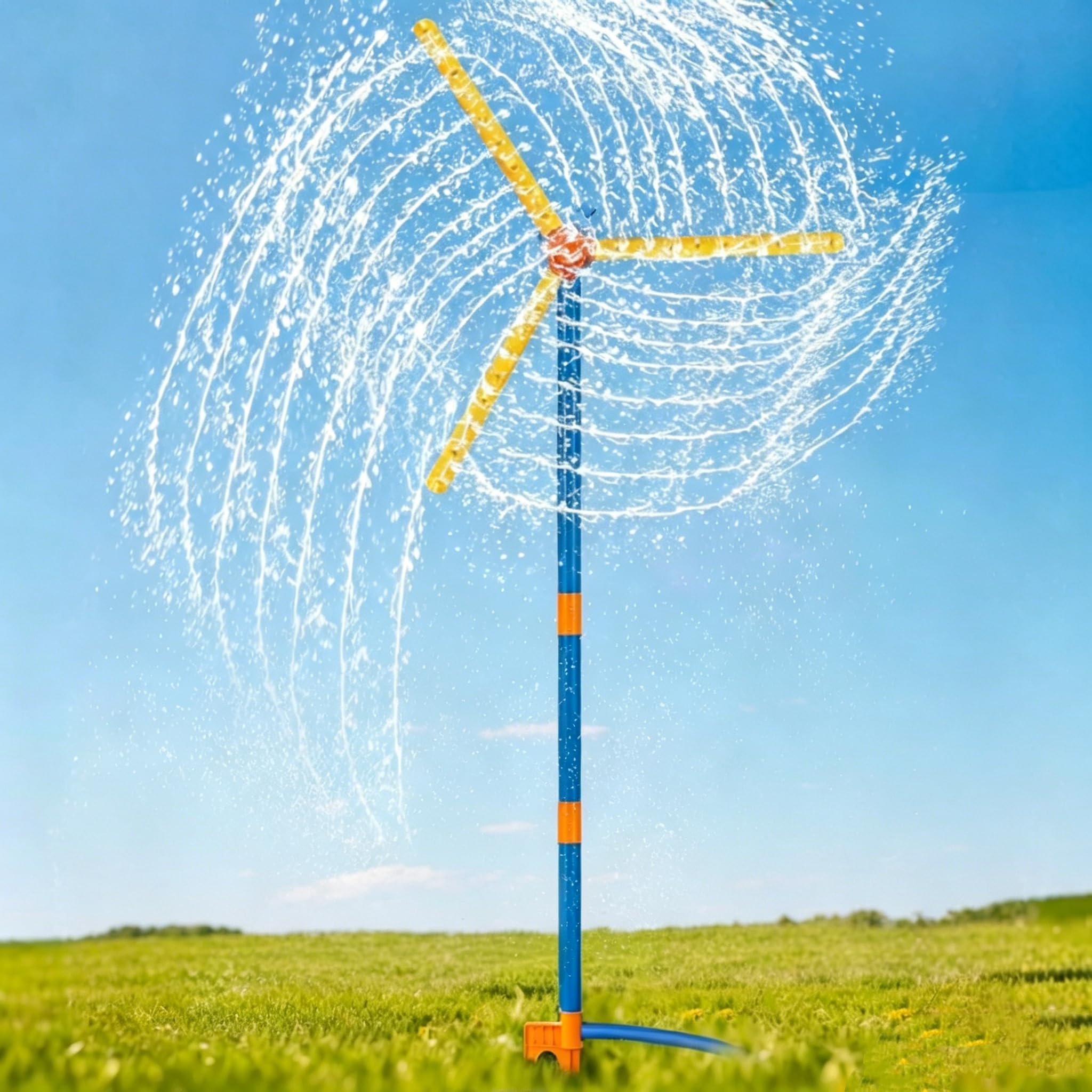 Falafoty Windmill Water Sprinkler Outdoor Yard Toy for Kids, New Summer Windmill 360° Spining Splash Water Fun Play for Garden Backyard Pet Lawn Watering Game Family Outdoor Activities Play Equipment