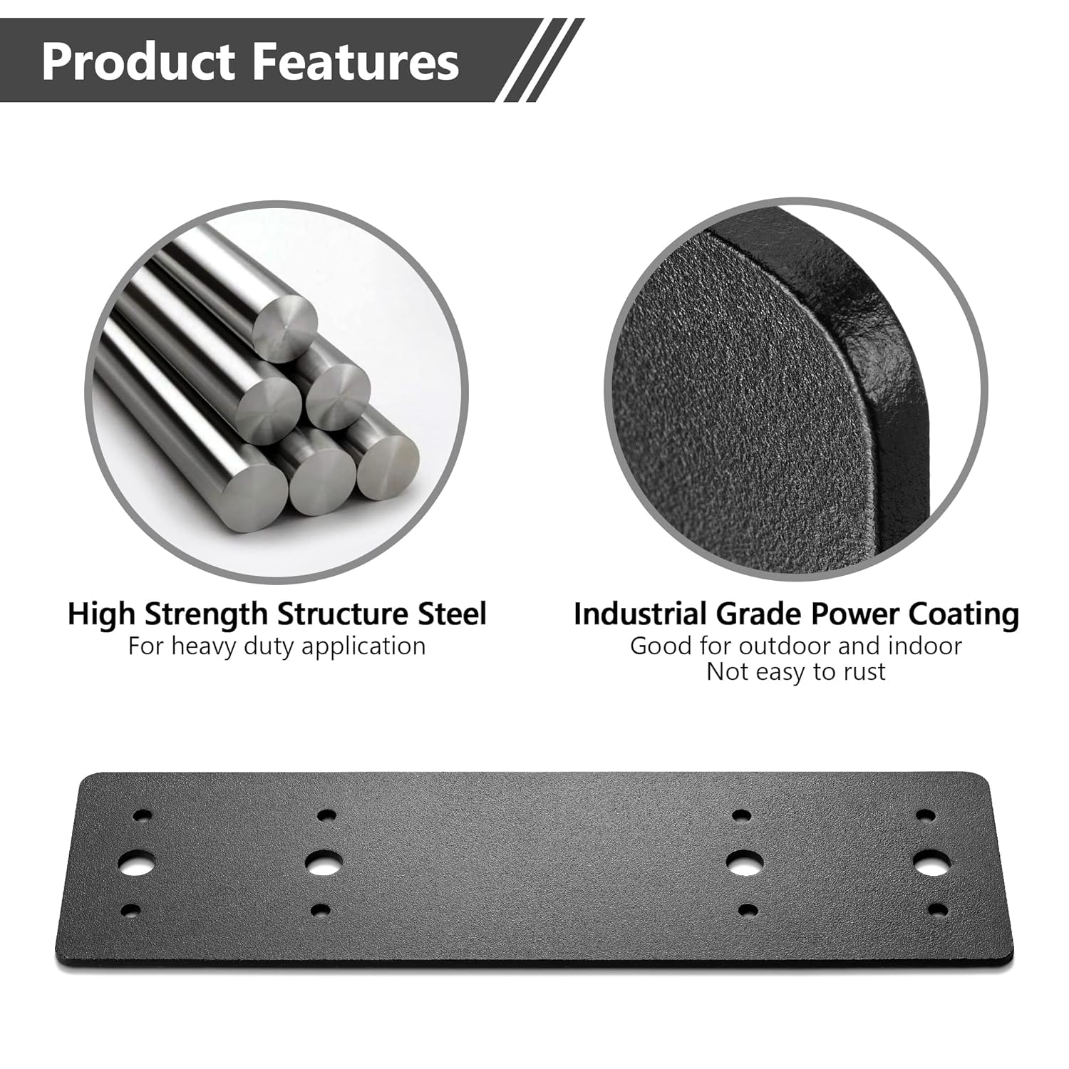 10" X 3" Straight Steel Flat Metal Plate (2 pc) with Powder Coating, Mending Plate, Joining Brackets, I Strap for Truss Framing