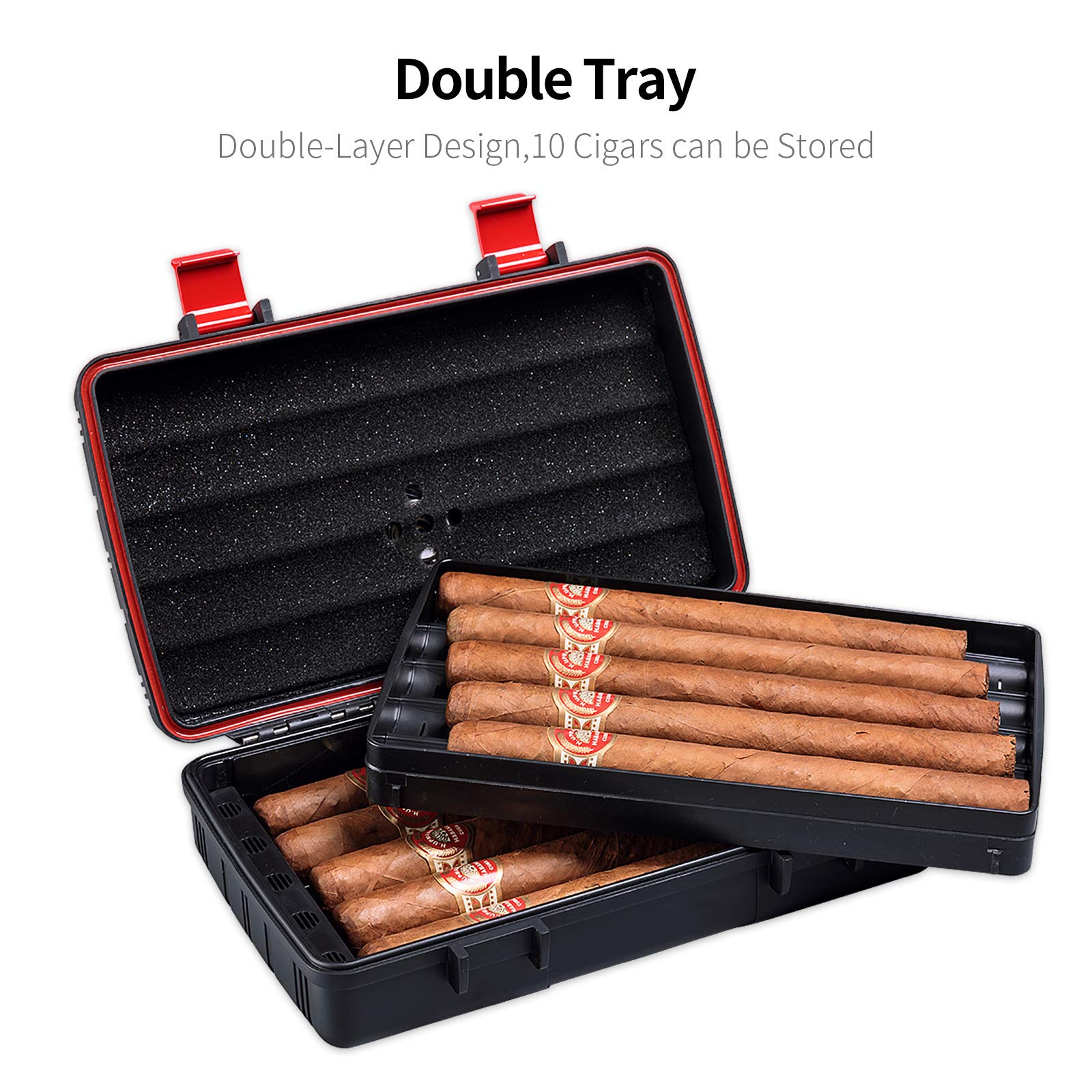 Edelstahl Zigarren Etui Für 3-4 Zigarren - Mit Hygrometer & Befeuchter