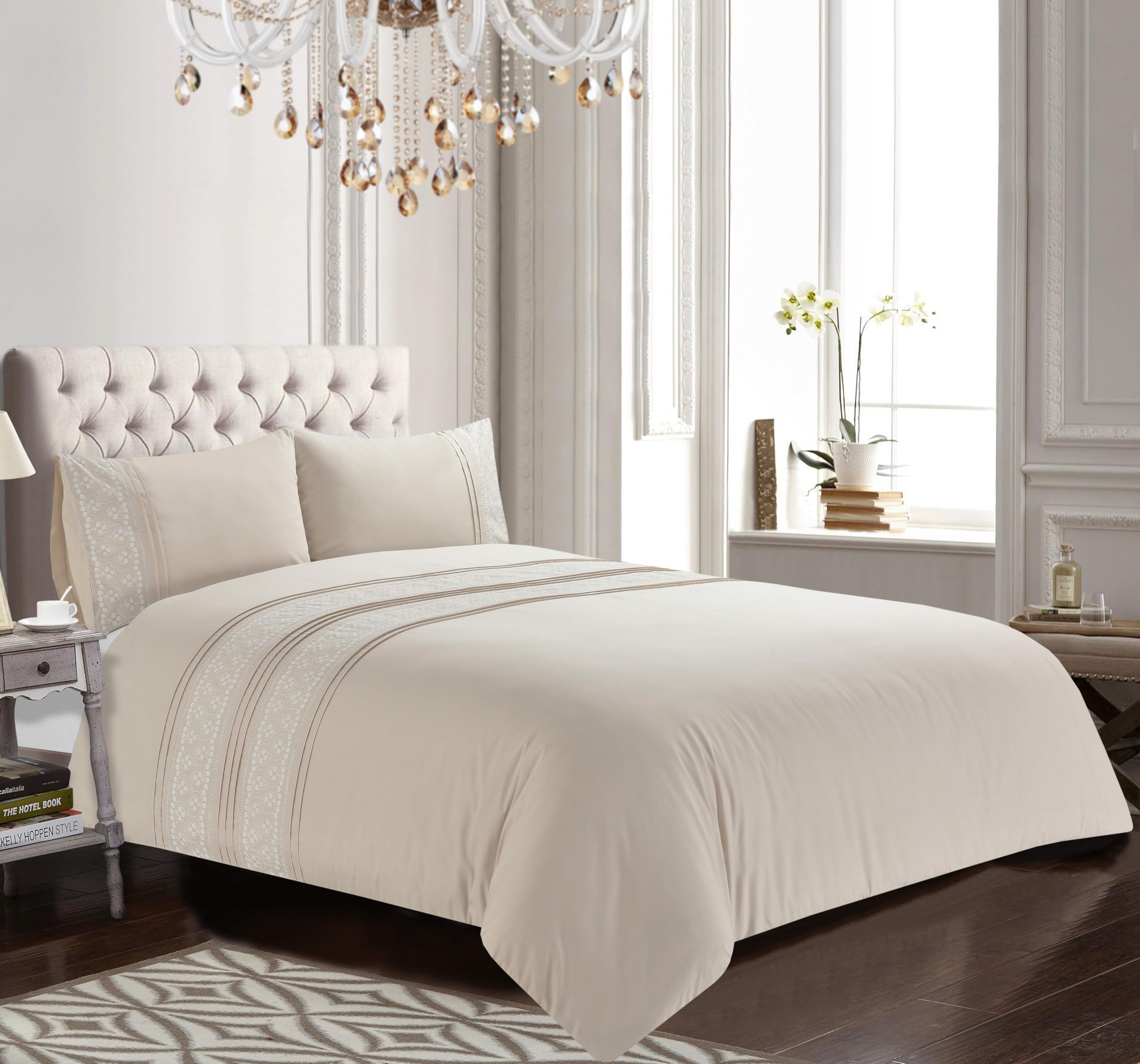 Homespace Direct Lottie Natural Duvet Cover Set - Super King - Natural - Polycotton