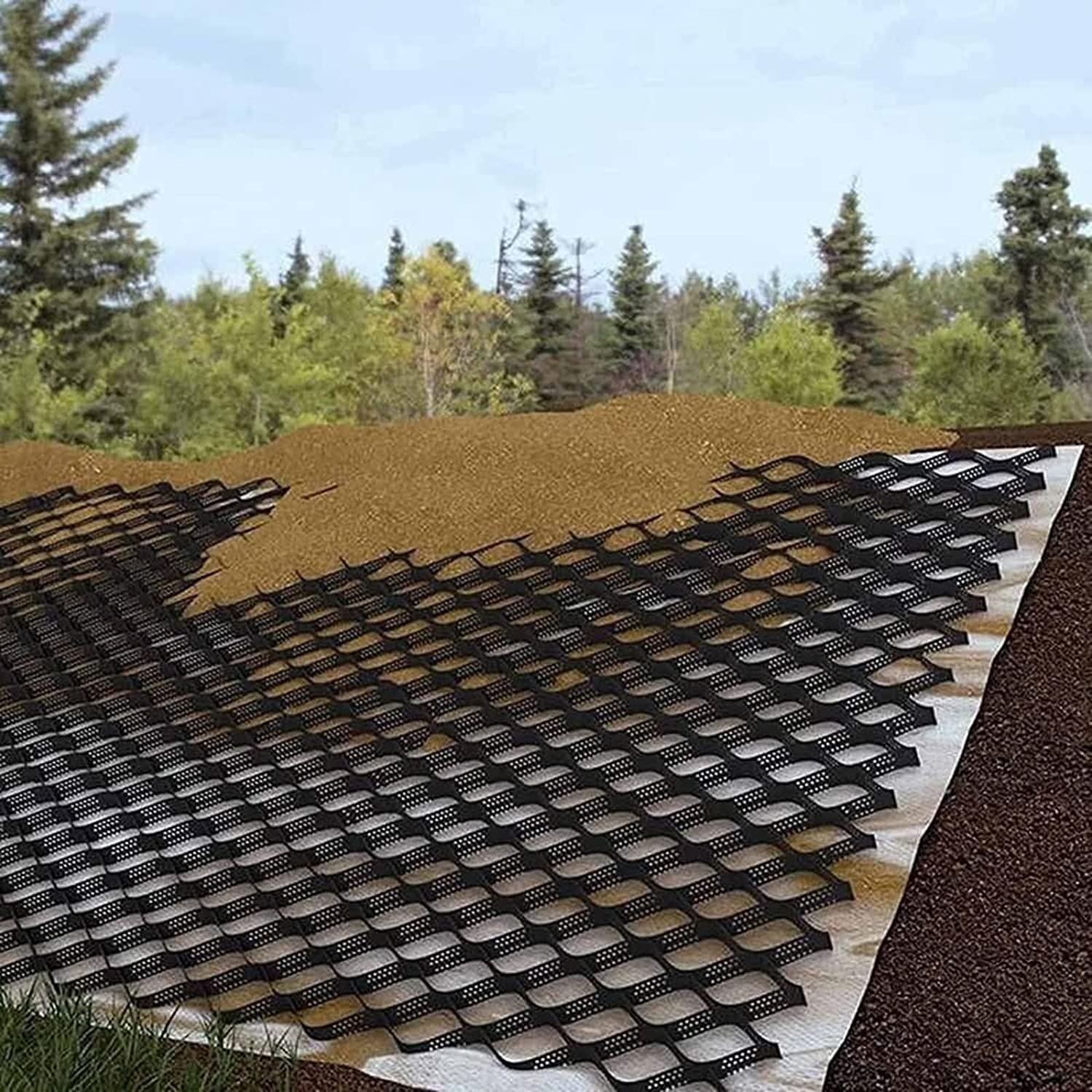 Grille de stabilisation de sol carrossable pour parking et mur