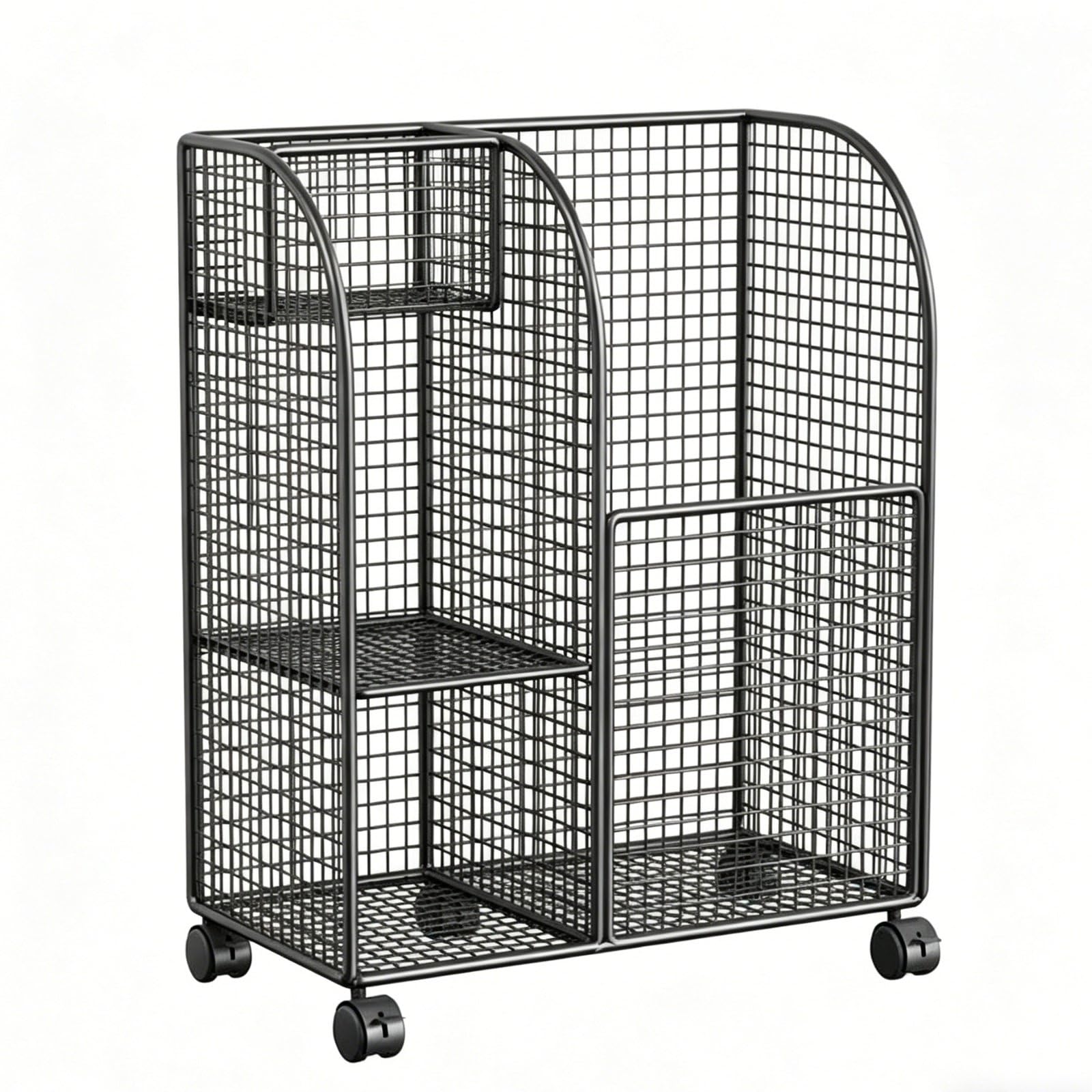 LOVIVER Mobile Basket Carrello Organizer Tappetini Rack Palestra Portarulli Portapesi in Ferro a Maglia con Sezioni Separate E Rotelle Scorrevoli Adatto per Stanza Fitness Salotto Home Gym, Nero