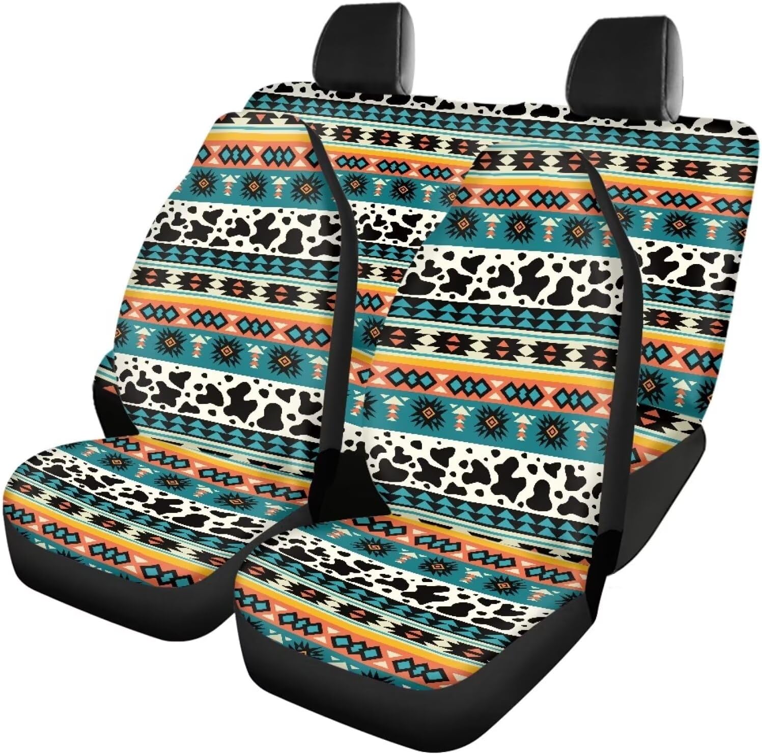 4 Pcs Dragonfly Flower Printed Car Front Rear Seat Cover, Breathable Car Seat Cover Full Set of 4, Anti-Slip Vehicle Seat Protector for Most Cars Truck Van Sedan SUV, Automotive Interior Accessories