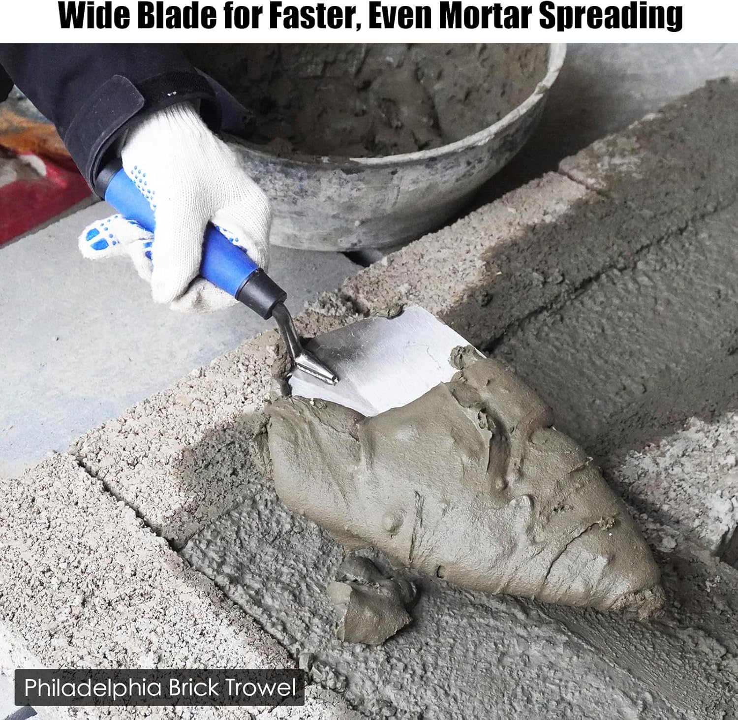 6PCS Masonry Hand Tools Set, 11"x5-1/2" Philadelphia Brick Trowel, 5.9"x3.4" Gauging trowel, 5-1/2"x2-7/8" Pointing Trowel, 10"x 5/8" Convex Brick Jointer, Tuck Pointing Trowel, Masonry Brush