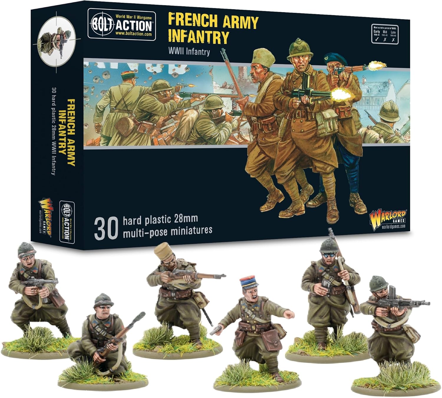 French Army Infantry - 28mm Scale Plastic Miniatures for Bolt Action Highly Detailed World War 2 Miniatures for Table-top Wargaming by Warlord Games