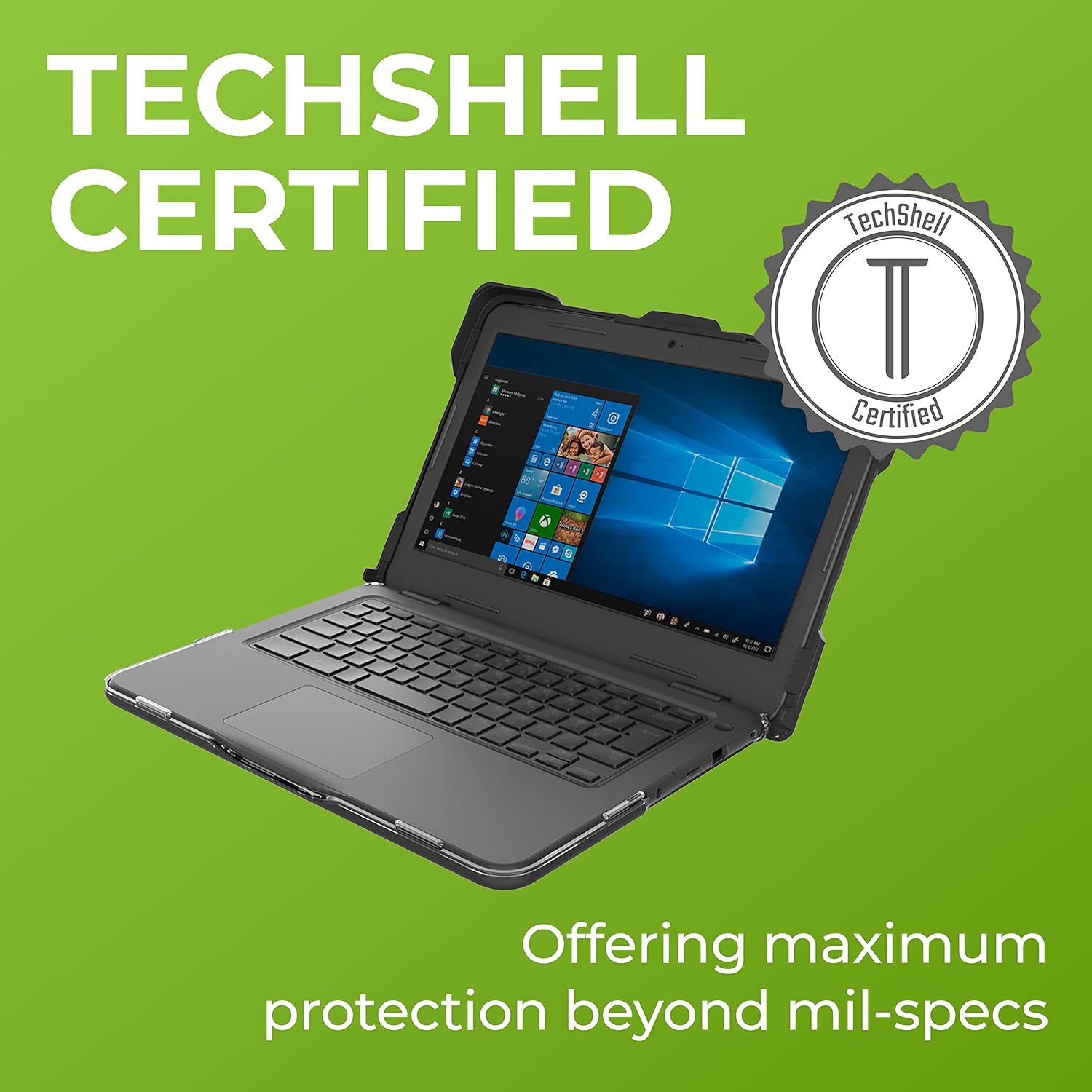 Gumdrop DropTech Custom Case Dell Latitude 3300 (Clamshell) - Drop Tested Protection, Rubberized Thread on Sides, Seamless Asset Tagging, Snap in Installation for School or Work - Black