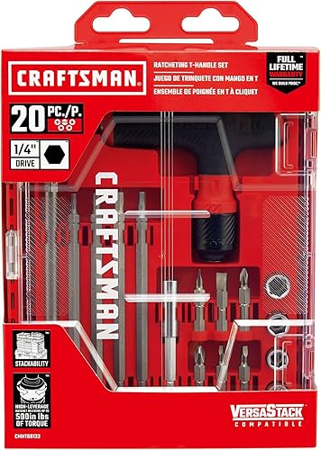 Miniatura 5 de CRAFTSMAN Juego de llaves de trinquete, mango en T, 20 piezas (CMHT68133)