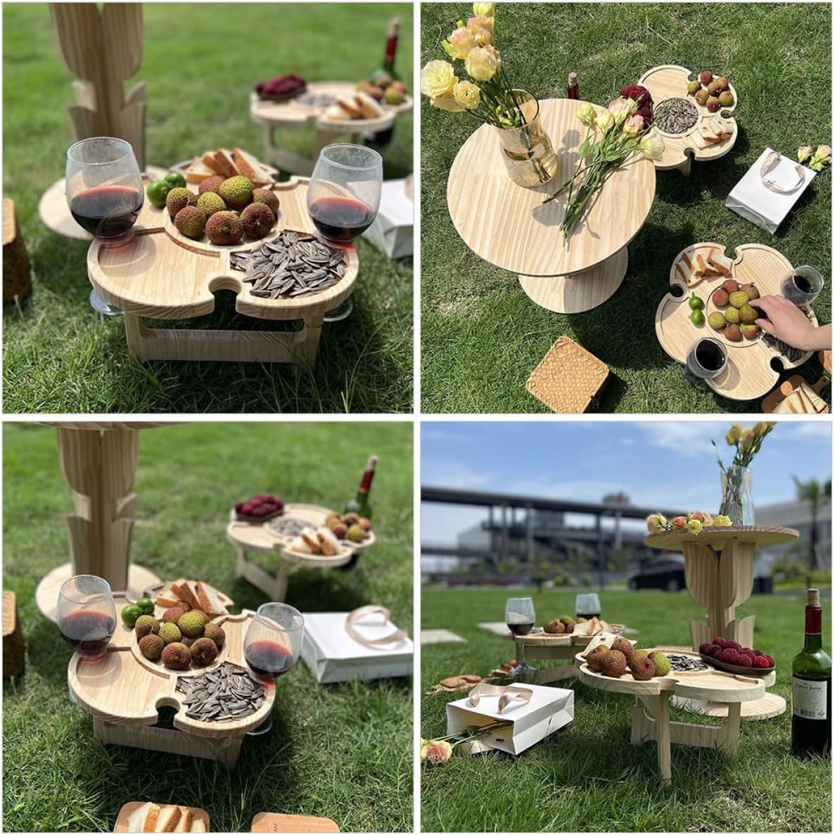 Outdoor Portable Folding Wine Rack Table Lightweight Wooden Picnic Desk for Beach Camping Wine Festivals and Easy to Use for Outdoor Gatherings