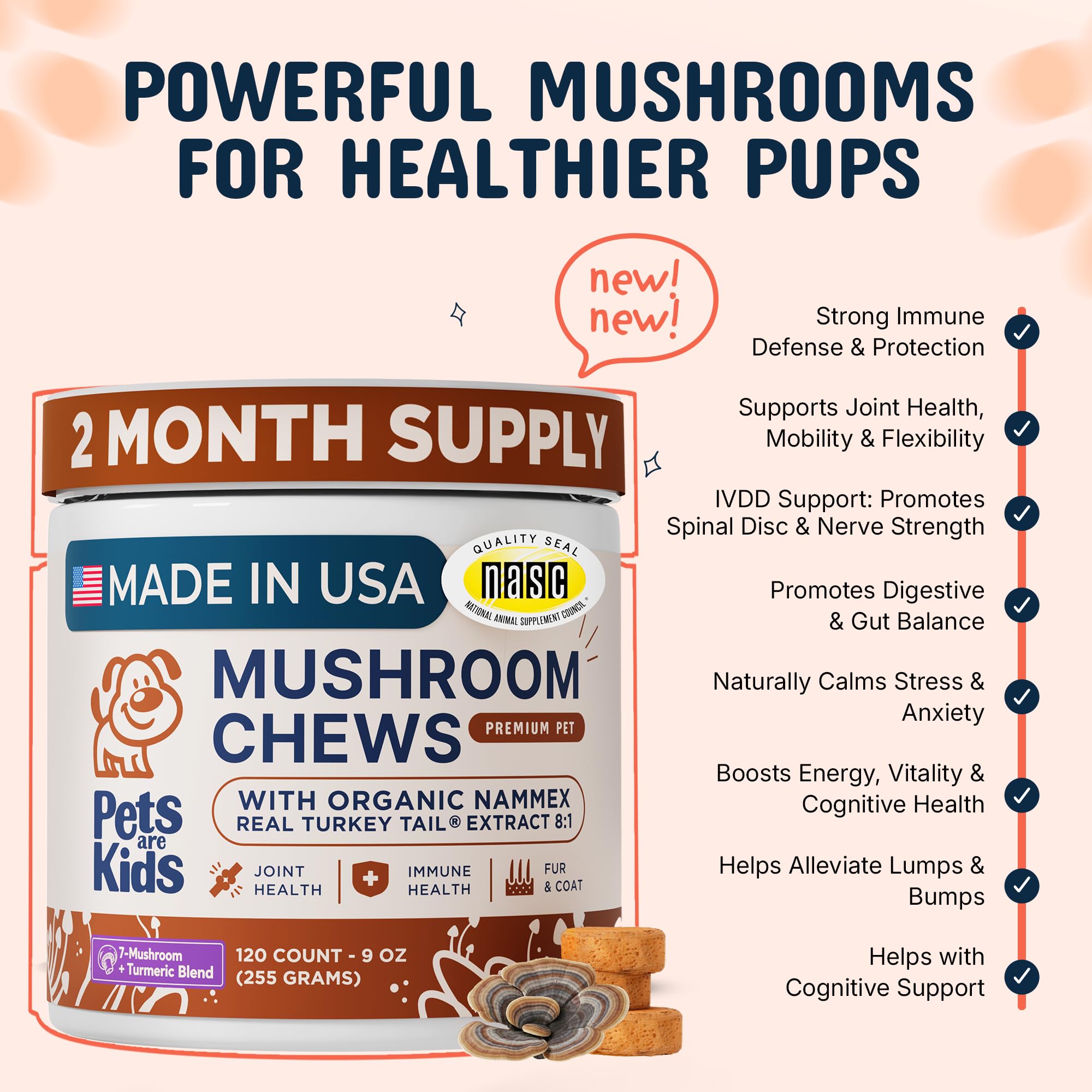 Pets are Kids Turkey Tail Mushroom for Dogs, Gut, Skin and Joint Support — Amazon image 2