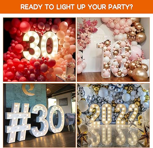 Miniatura 7 de RUBFAC Números iluminados de marquesina de 3 pies, marco de globo de mosaico número 3, tablero de espuma precortado para decoraciones de cumpleaños,