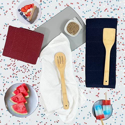 Miniatura 56 de Toallas de cocina verde salvia: 100% algodón paño de limpieza suave secado absorbente textura Terry Loop, juego de 3 multiusos para uso diario Negro