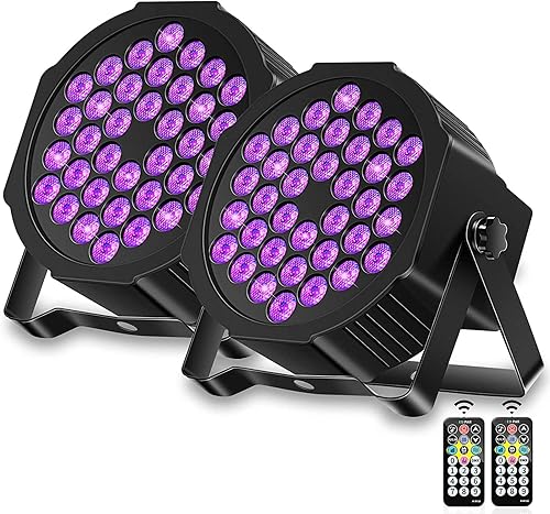 UKing DMX - Luces negras de 72 W luces LED UV de luz negra par de luces de escenario y control remoto para iluminación de escenario de discoteca