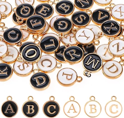 104 dijes de letras para hacer joyas, pulseras de doble cara, dijes del alfabeto con iniciales, dijes de letras de metal para collares, pulseras y