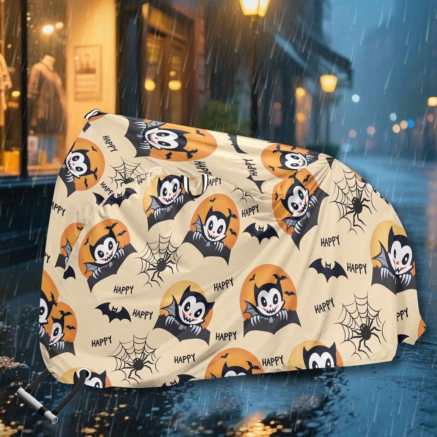 ALAZA Devil Spider Web Halloween Bike Cover Waterproof Outdoor Ebike Bicycle Covers Tarp Protection for 1/2 Bikes, Sun UV Dust Wind Proof