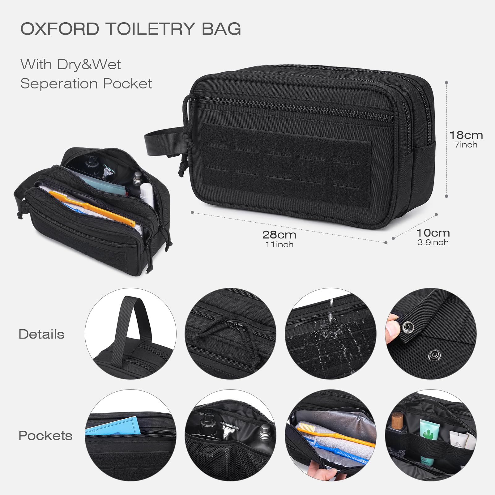 SPAHER Bolsa Viaje Cabina Avion 40x30x20 Ryanair Vueling Equipaje de Mano Bolsa de Cabina Deporte Gimnasio Táctico Hombre Impermeable Maleta Cabina 25L con Neceser, Negro