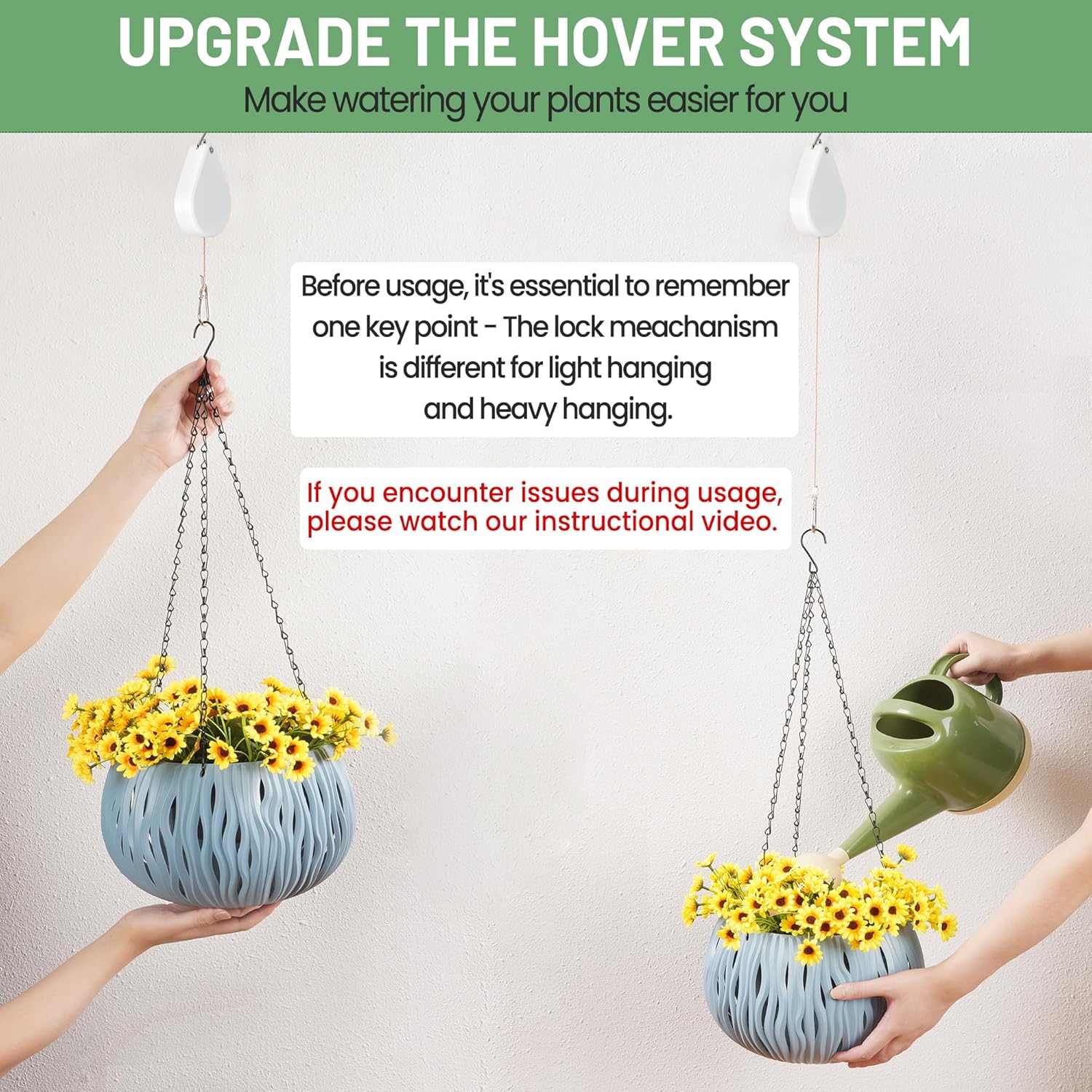 Retractable Plant Hanger - Upgrade Plant Pulleys for Hanging Plants, Easy to Raise and Lower, Suitable for Garden Flower Pots, Hanging Planter, Bird Feeder（White, 4 PCS）