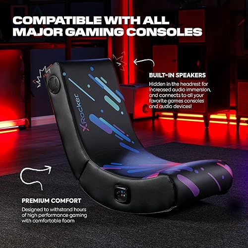 Miniatura 6 de X Rocker - Silla mecedora de piso para videojuegos, altavoces de audio integrados, plegable, para dormitorio o sala de juegos, regalo para