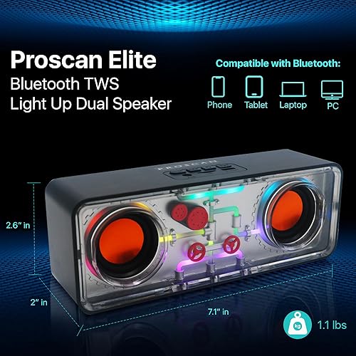 Miniatura 2 de Altavoz Bluetooth portátil - Altavoces duales inalámbricos  Altavoz Bluetooth pequeño con luces  Entrada de tarjeta AUX y TF  Ideas de regalos